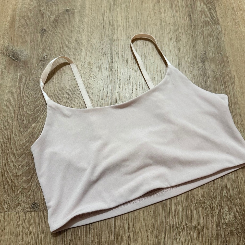 Open Edit | Women's Blush Pink Adjustable Cropped Camisole Top Bra,‎ Size M